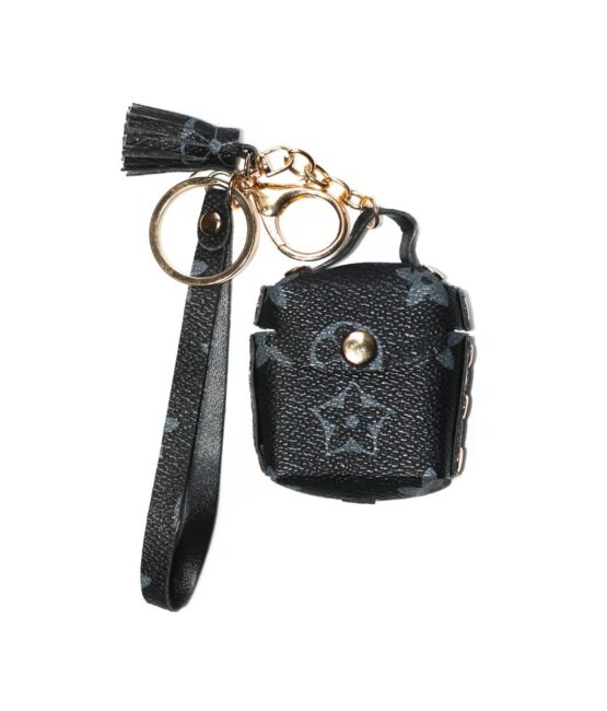 Black Fashion keychain leather with airpod case