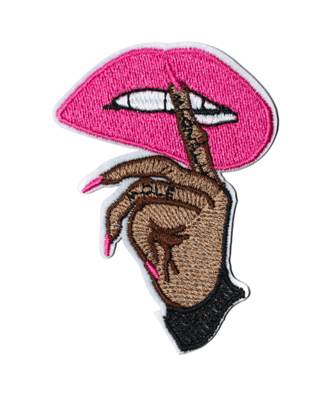 Shhh lip iron on embroidery patches