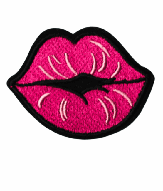 Fuchsia lip iron on embroidery patches