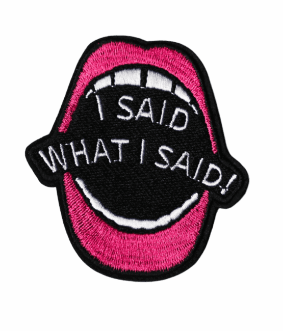 I said what I said iron on embroidery patches