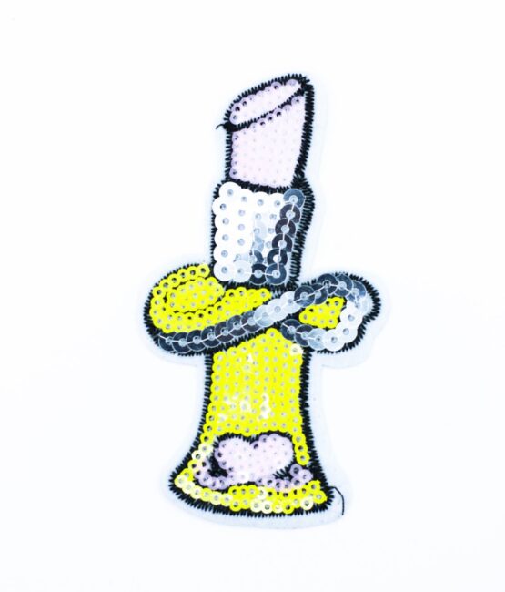 Yellow lipstick Iron on sequin patches