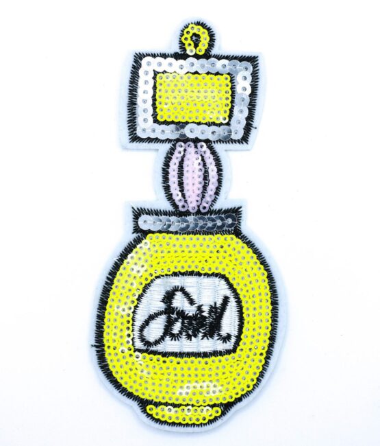 Yellow bottle Iron on sequin patches