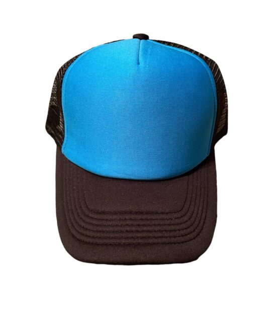 Two-tone Blank Contrast Mesh trucker hats black/blue