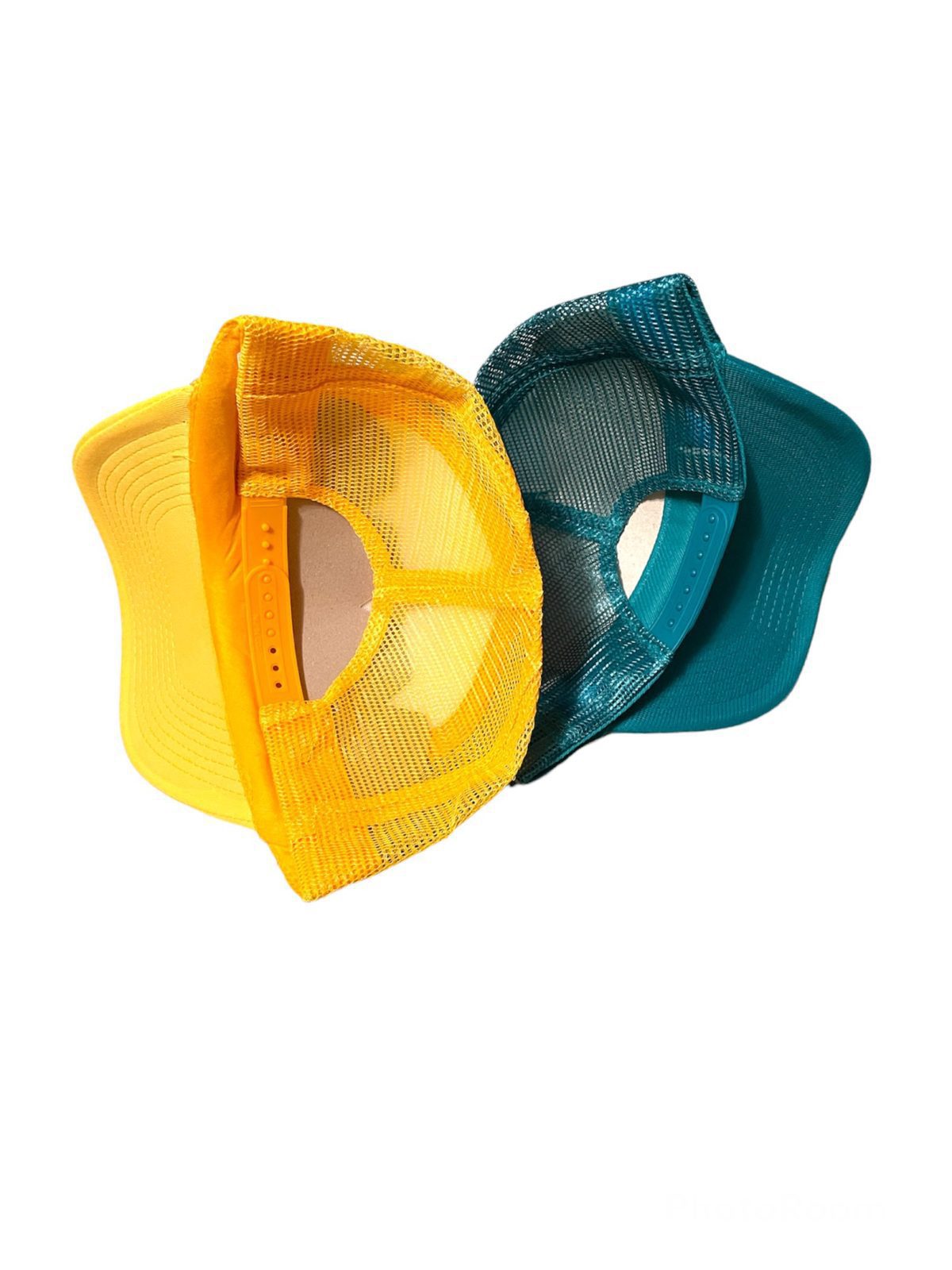 Premium Blank Contrast Mesh trucker hats neon orange - Image 3