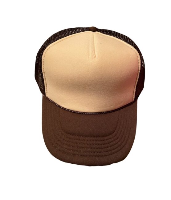 Two-tone Blank Contrast Mesh trucker hats brown/creme