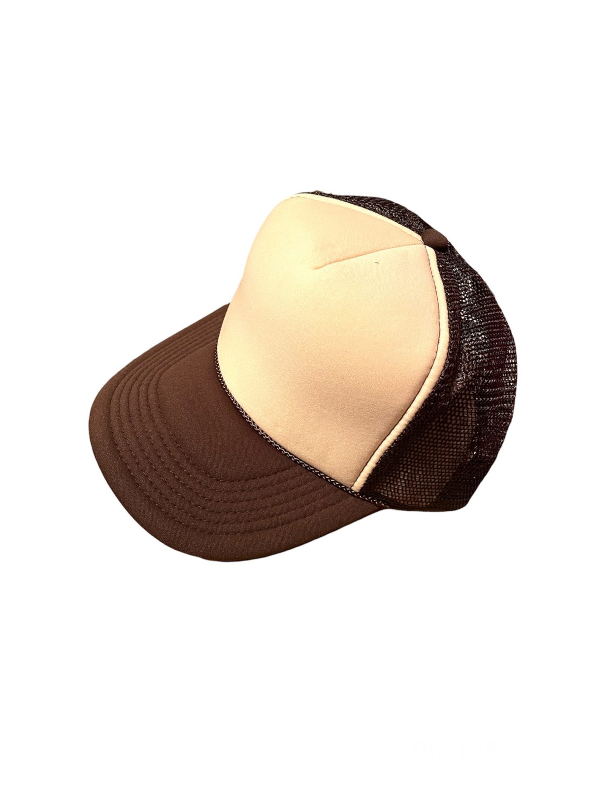 Two-tone Blank Contrast Mesh trucker hats brown/creme - Image 2