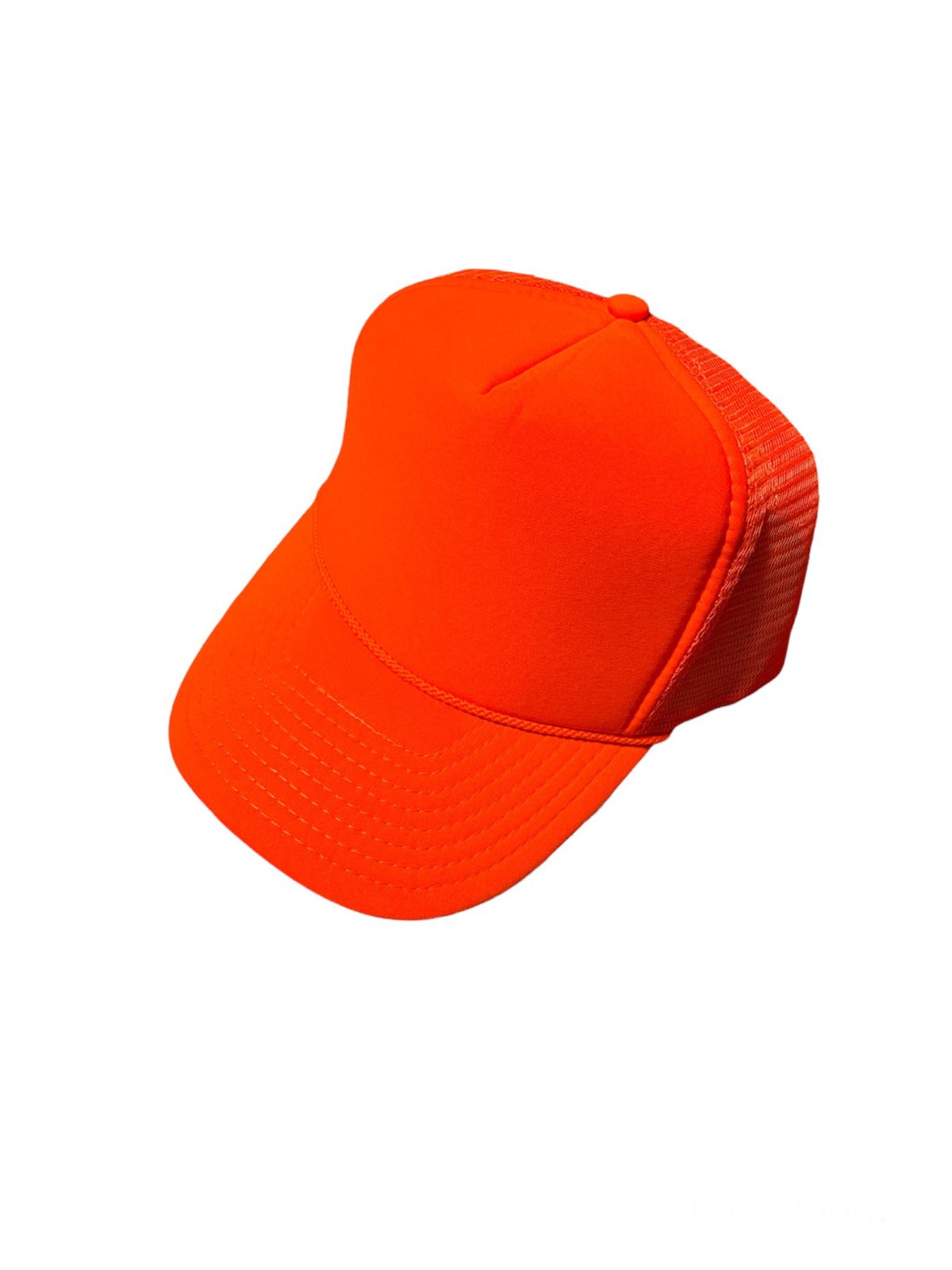 Premium Blank Contrast Mesh trucker hats neon orange - Image 2
