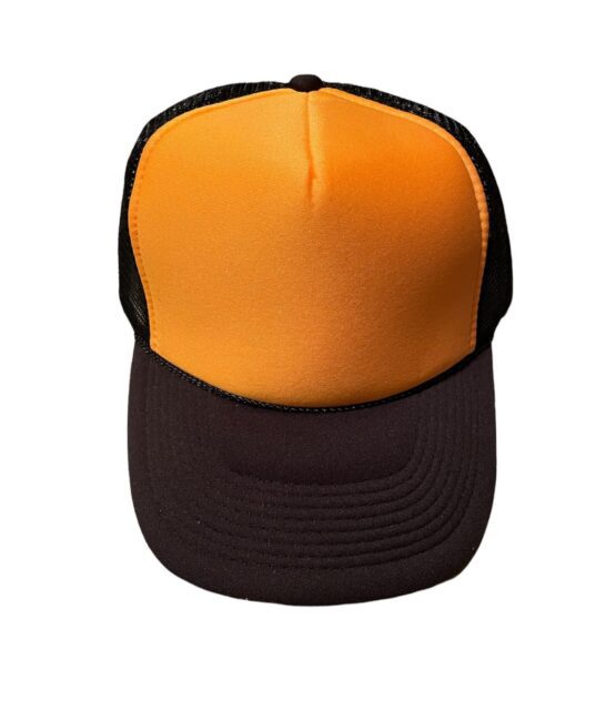Two-tone Blank Contrast Mesh trucker hats black/orange