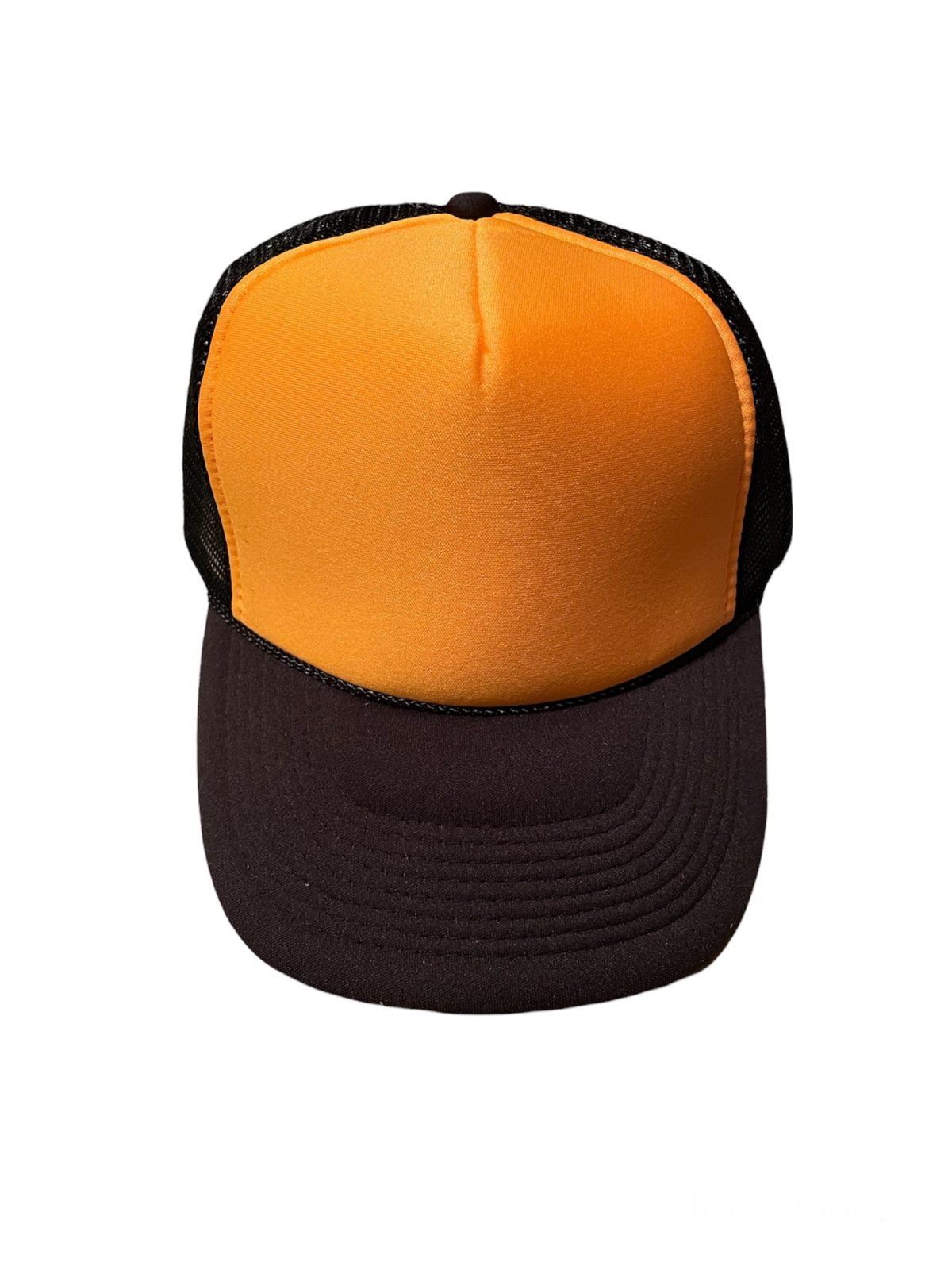Two-tone Blank Contrast Mesh trucker hats black/orange
