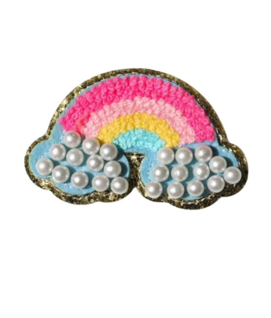 Glitter pearl rainbow iron on chenille patches