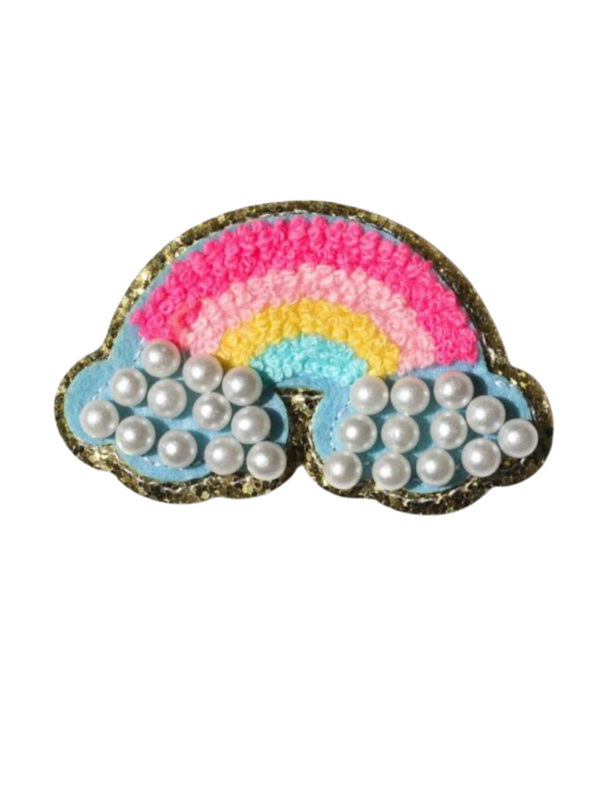 Glitter pearl rainbow iron on chenille patches