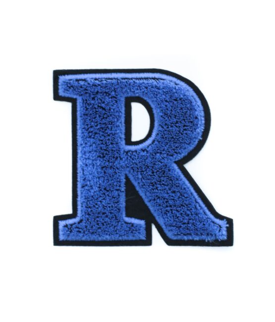 Blue Letter R iron on varsity chenille patches