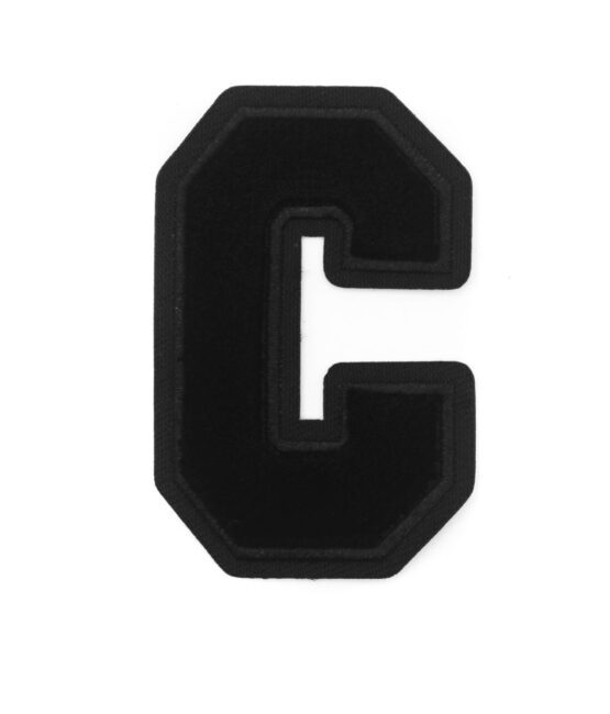 Black C Letter iron on varsity chenille patches