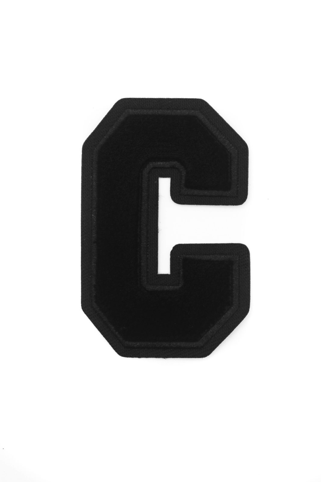 Black C Letter iron on varsity chenille patches