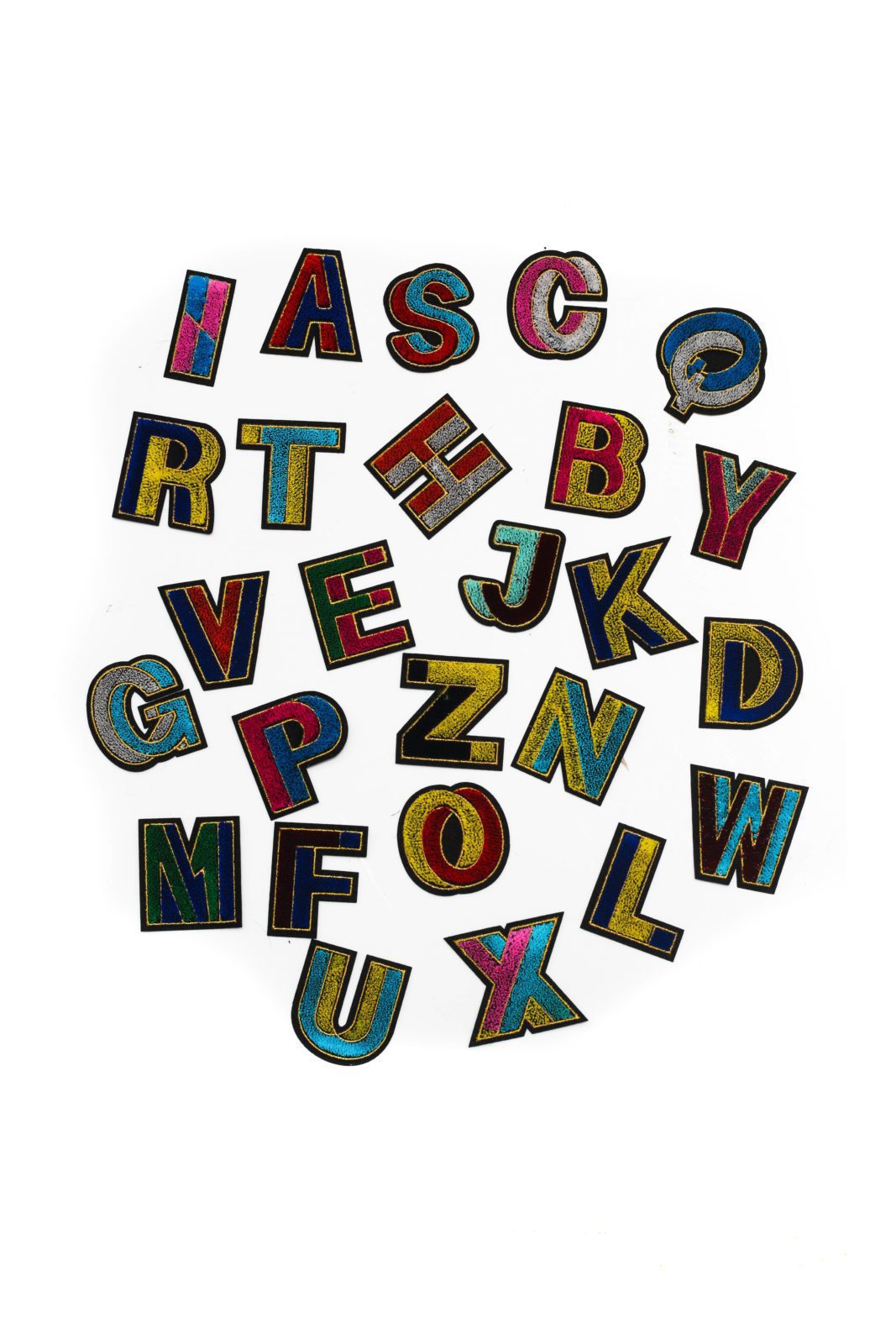 Colorful letter smooth chenille iron on patches