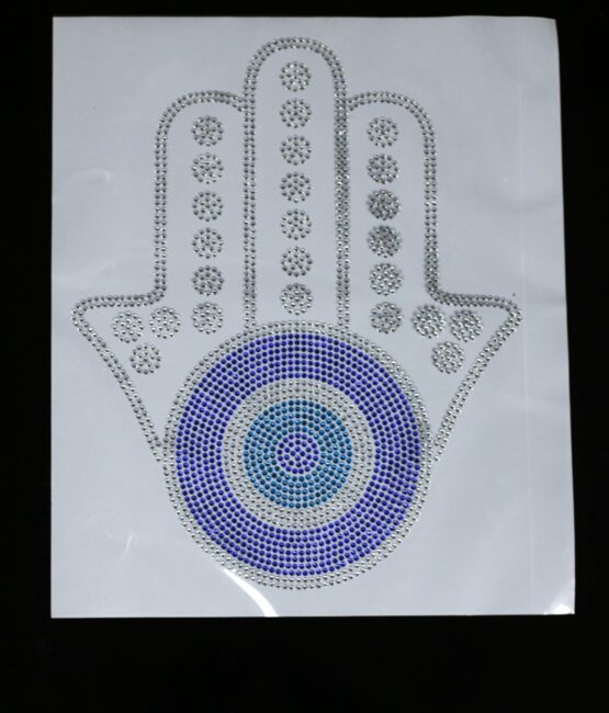 Blue evil eye iron on rhinestone transfers