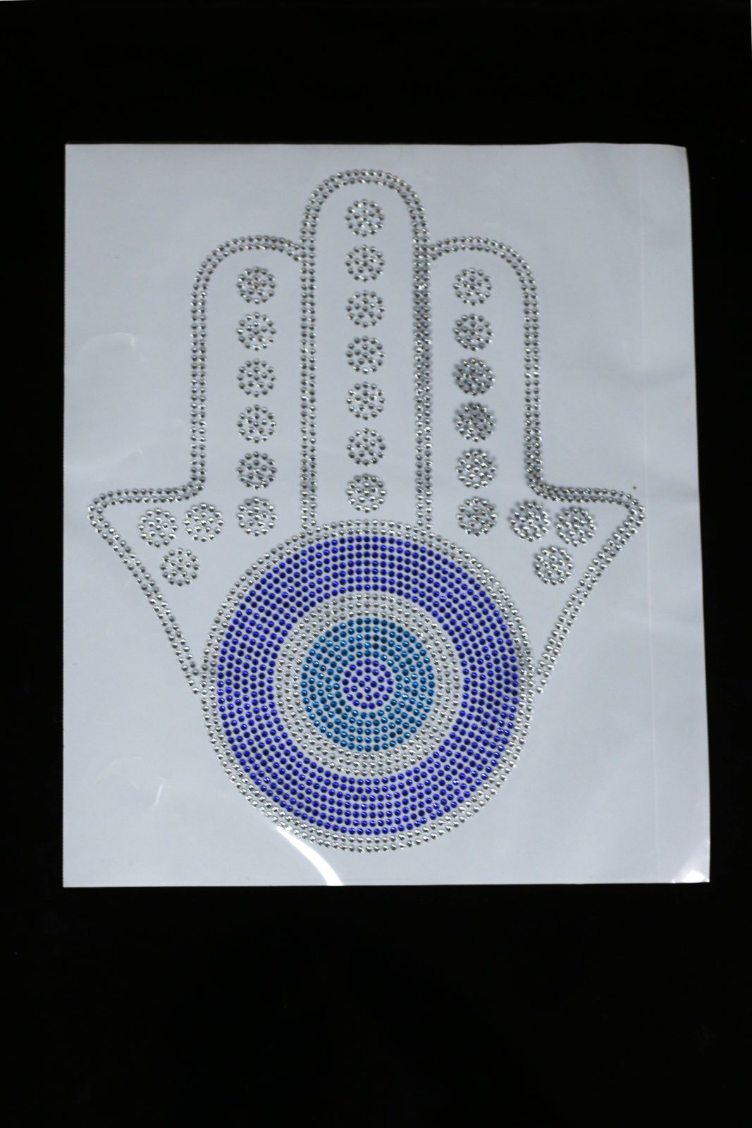 Blue evil eye iron on rhinestone transfers