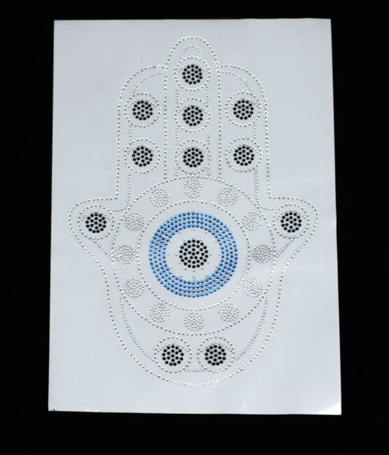 Blue silver evil eye iron on rhinestone transfers