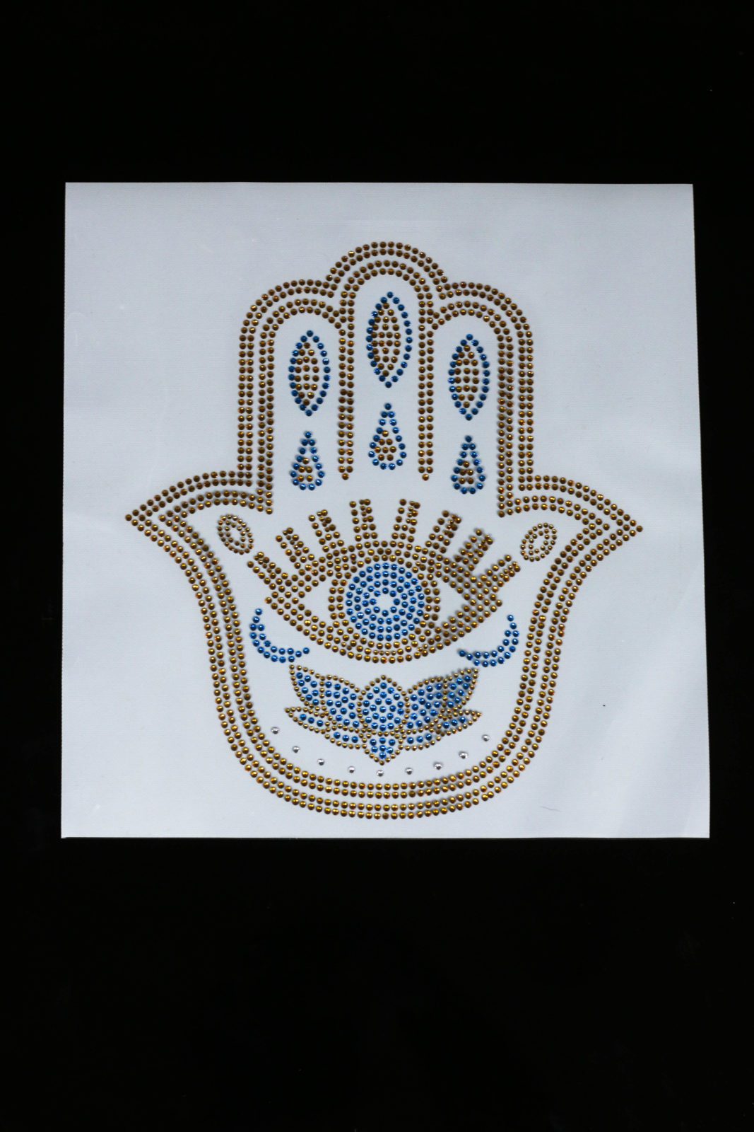 Blue gold silver evil eye iron on rhinestone transfers