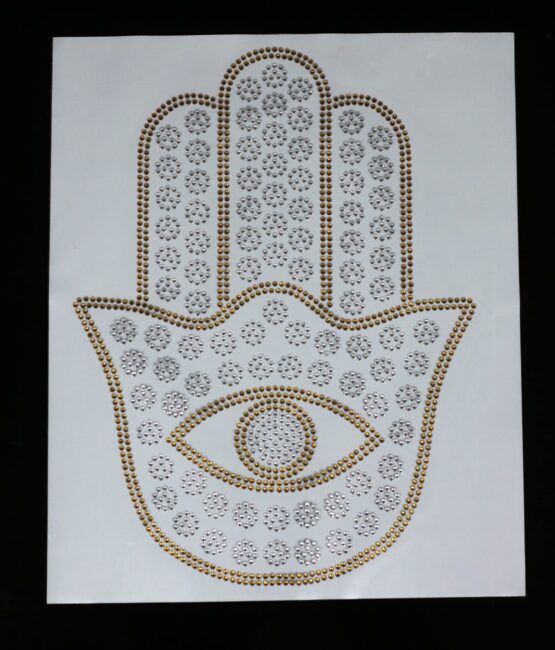 Gold silver evil eye iron on rhinestone transfers