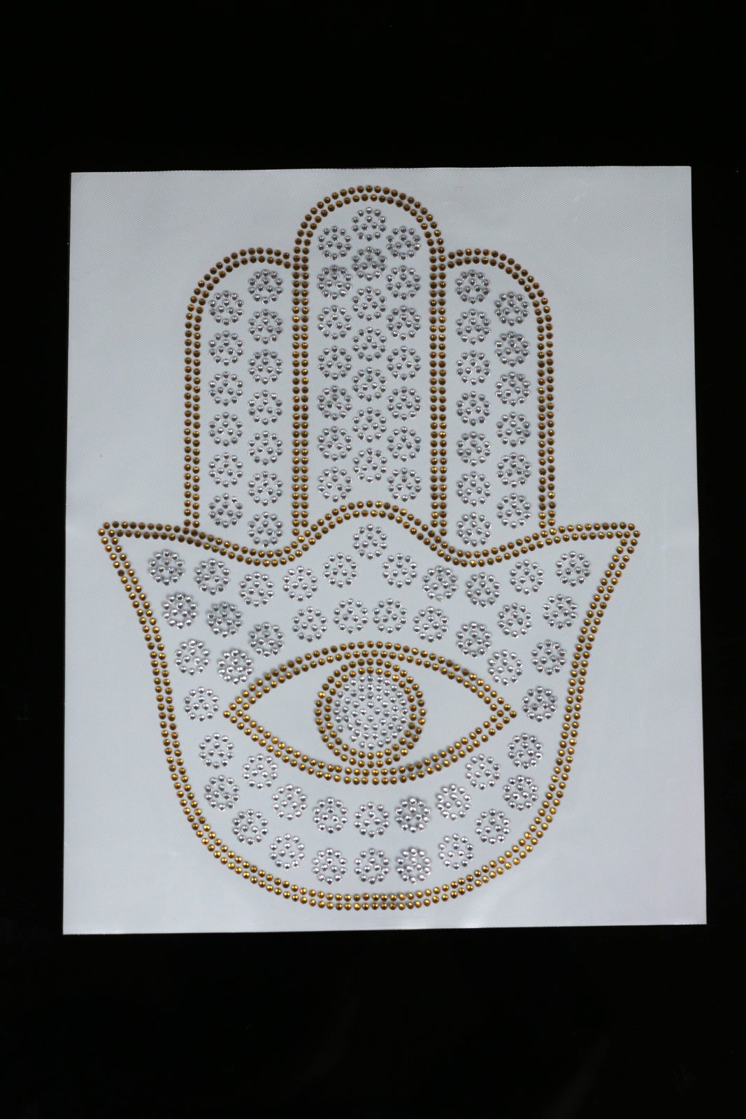 Gold silver evil eye iron on rhinestone transfers
