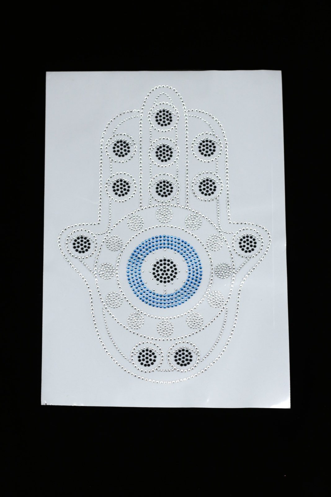Blue silver evil eye iron on rhinestone transfers