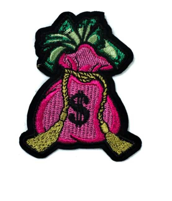 Money bag iron on embroidery patches