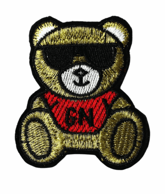 Gold bear iron on embroidery patches