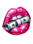 Pink money lip Iron on heat transfer