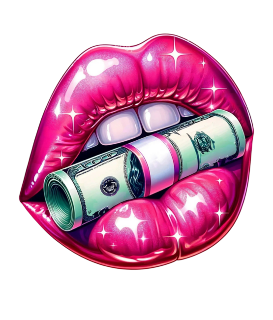 Pink money lip Iron on heat transfer