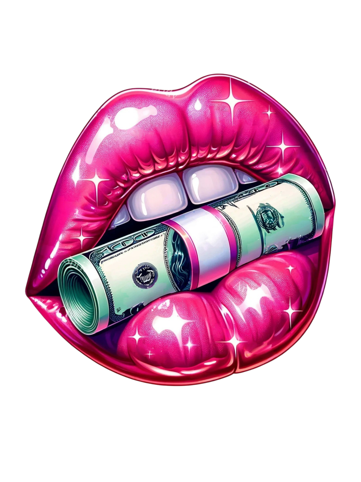 Pink money lip Iron on heat transfer