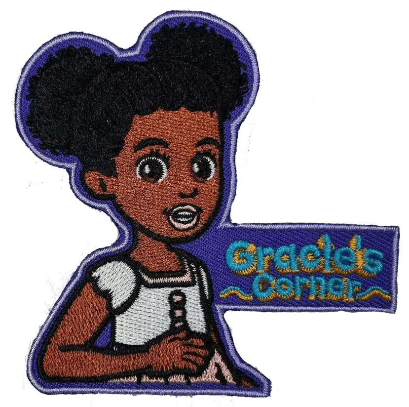 Melanin Gracie corner iron on patch