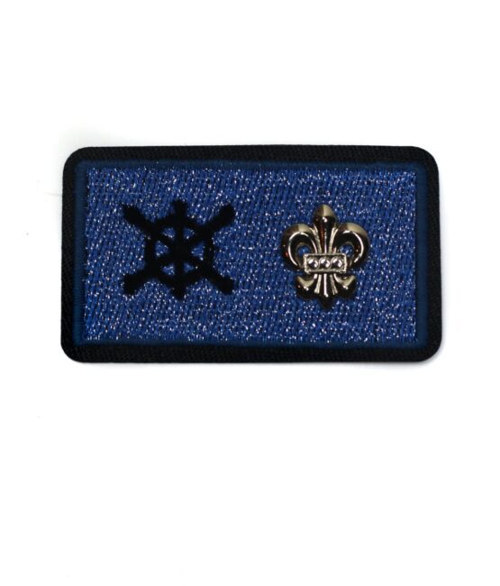 Blue metal badge embroidery patches