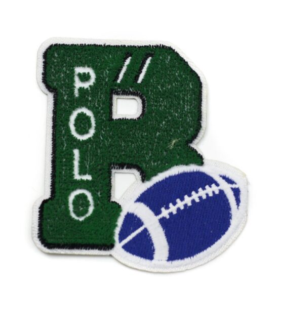 Green letter football chenille embroidery patches