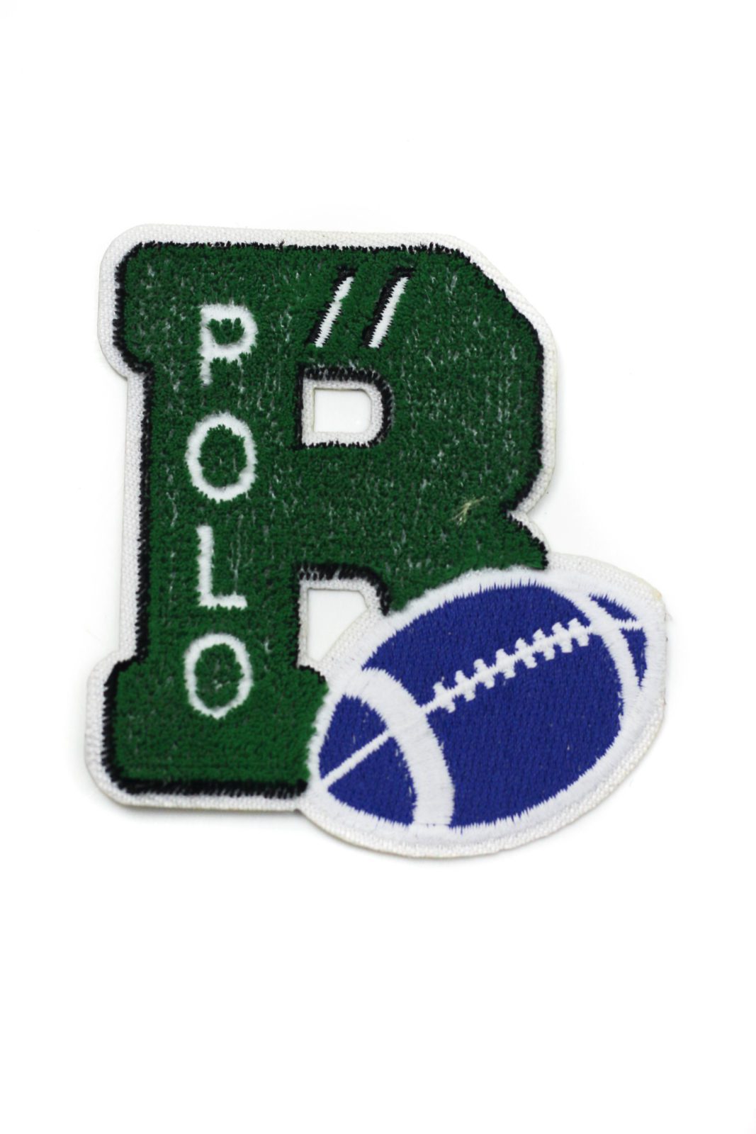 Green letter football chenille embroidery patches