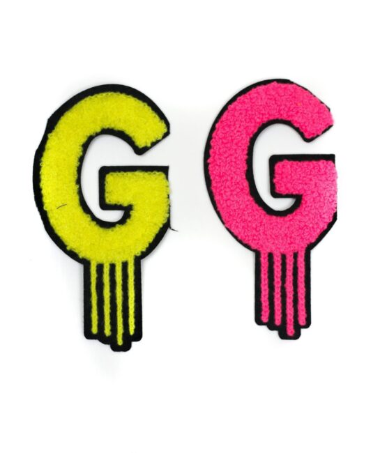 Color drip letter G iron on chenille patches