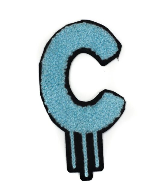 Blue drip letter C iron on chenille patches