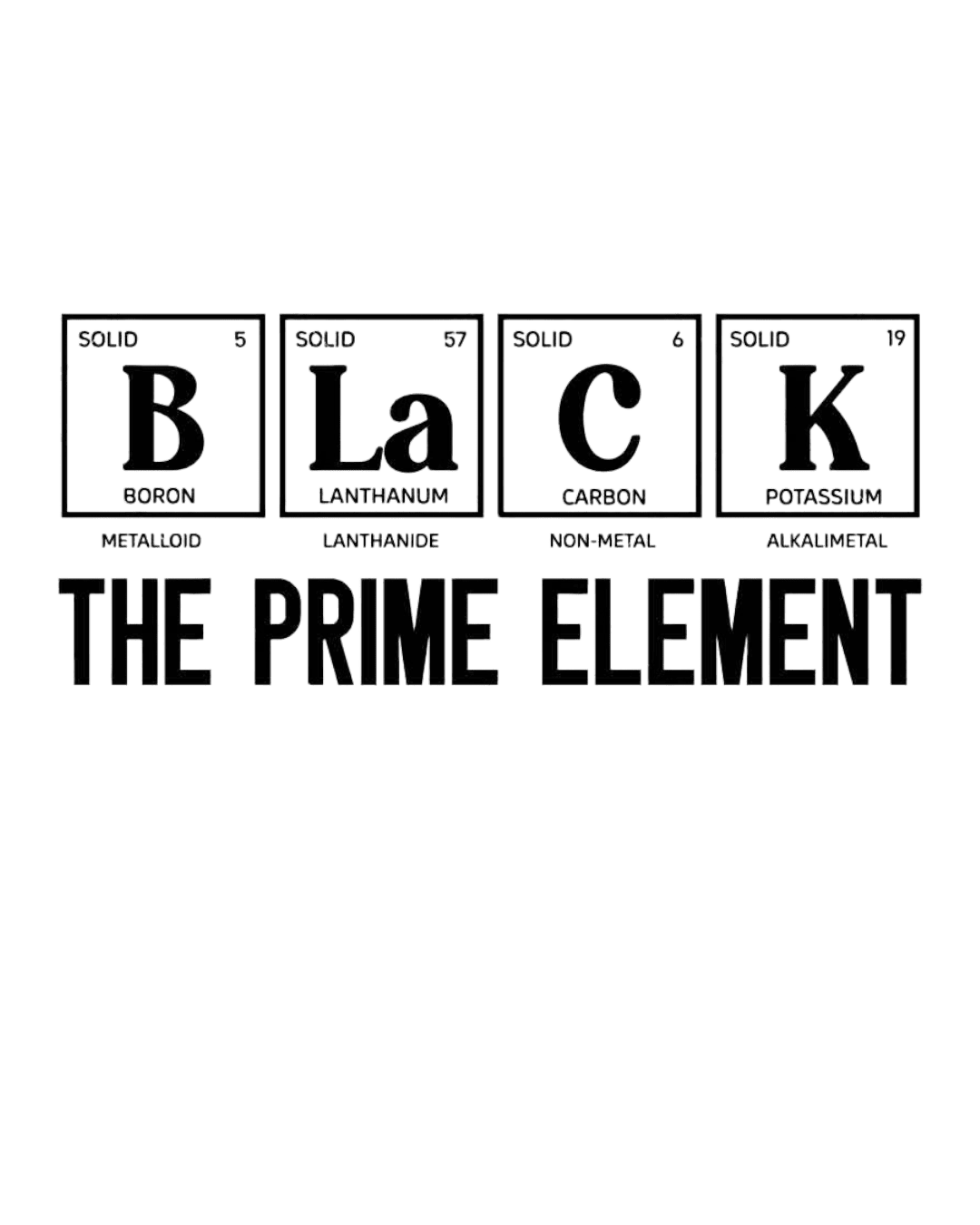 Black prime element iron on heat transfers