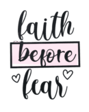 Christian faith before fear iron on heat transfers