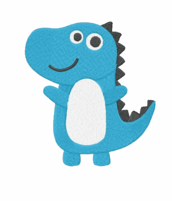 Blue baby dino iron on embroidery patch