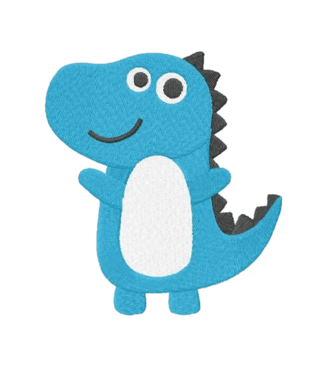 Blue baby dino iron on embroidery patch