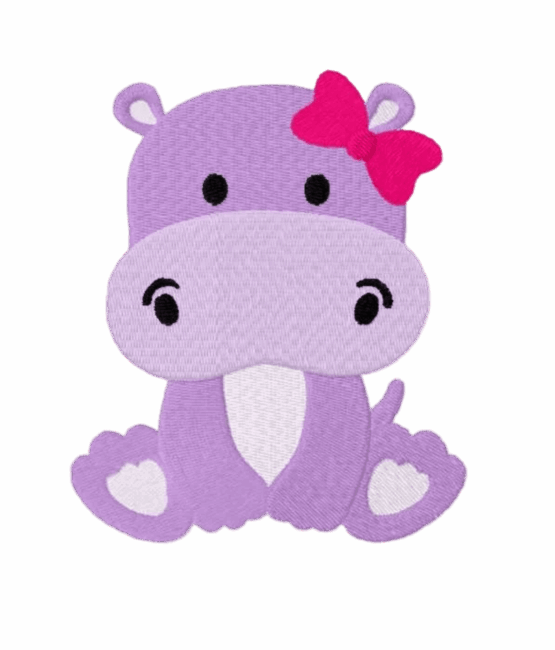 Hippo girl iron on embroidery patches