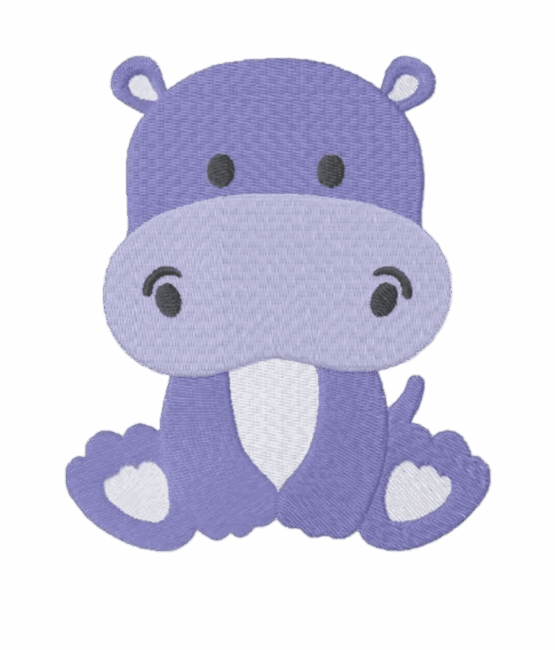 Hippo boy iron on embroidery patches