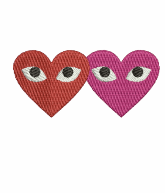 Joined Heart iron on embroidery patch