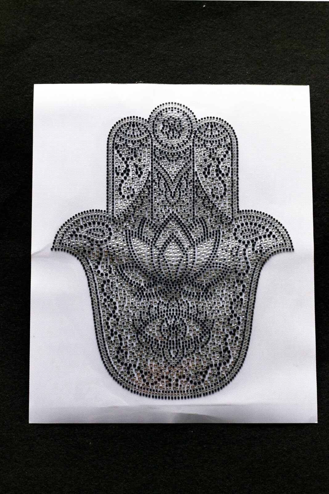 Black Hamsa evil eye iron on rhinestone transfers