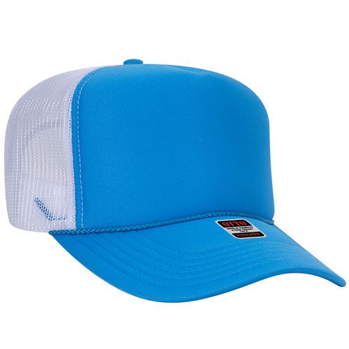 Neon Back split 5 Panel High Crown Mesh Back Trucker Hat - Image 2