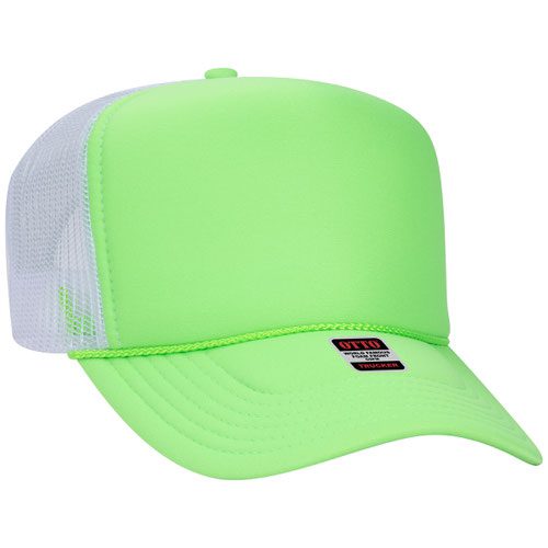 Neon Back split 5 Panel High Crown Mesh Back Trucker Hat - Image 4