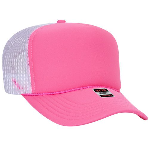 Neon Back split 5 Panel High Crown Mesh Back Trucker Hat - Image 5