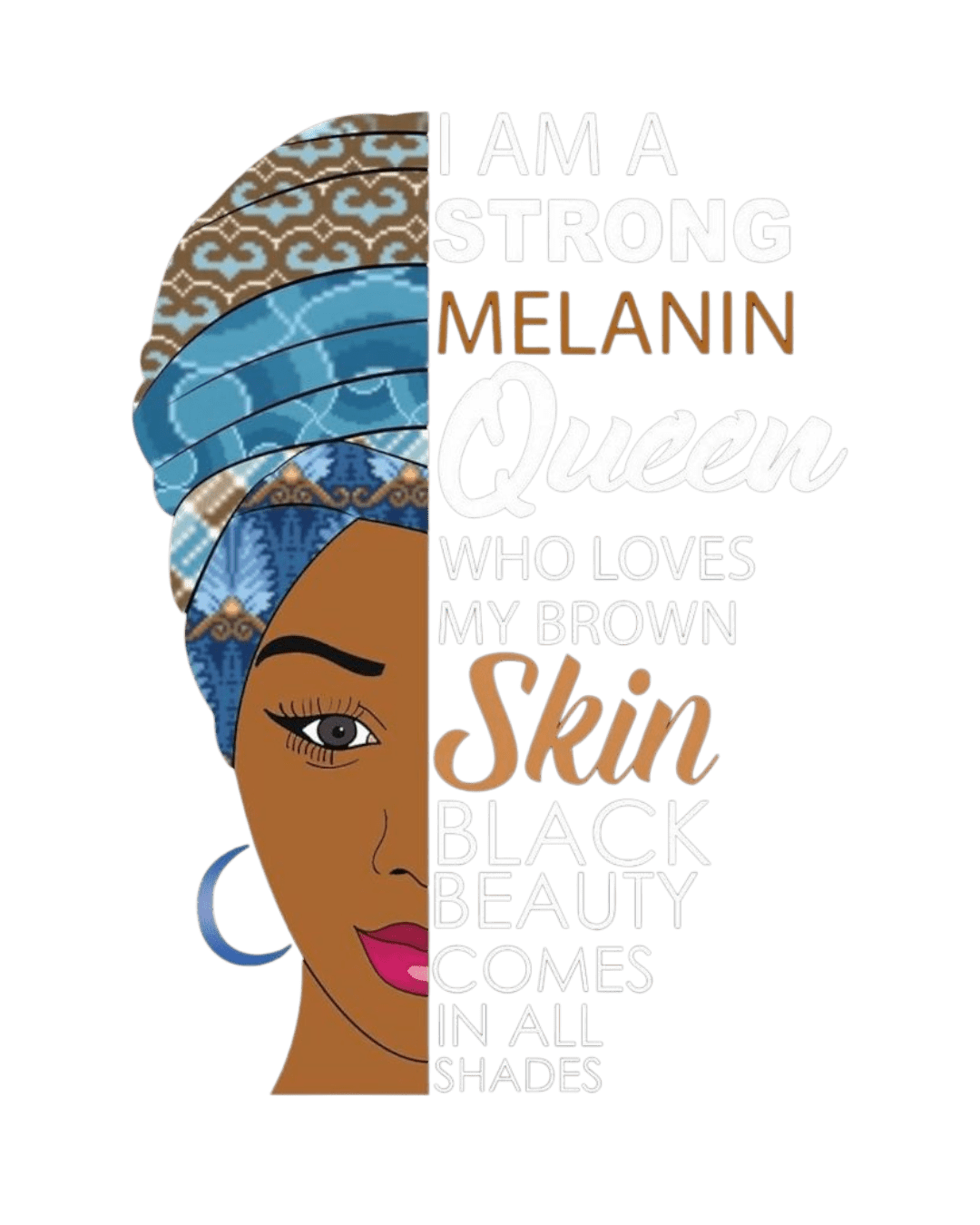 Melanin queen iron on heat transfers