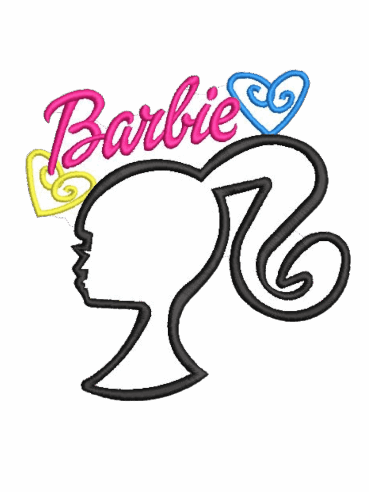 Barbie Figure with Letter Embroidery Designs